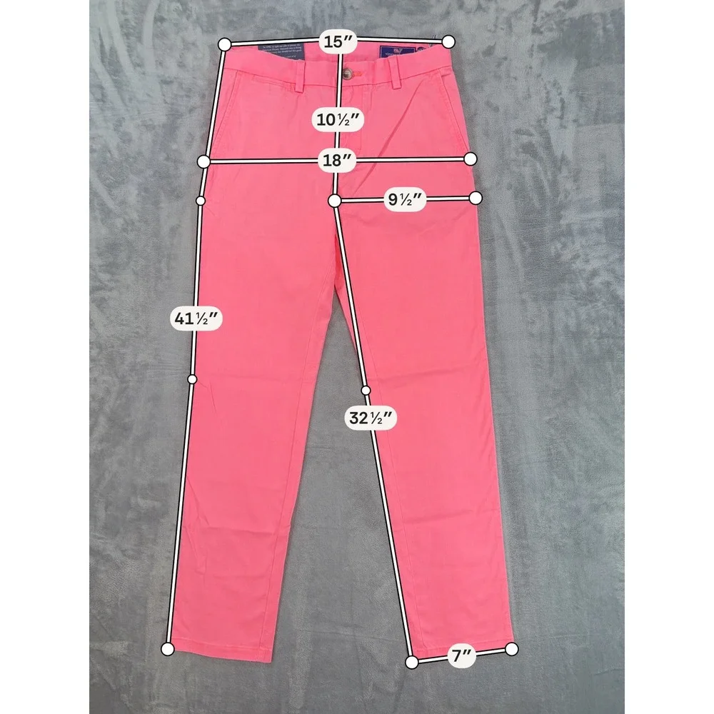 New Vineyard Vines Breaker Pant Men's Size 28x32 Papaya Passion Pink Chino